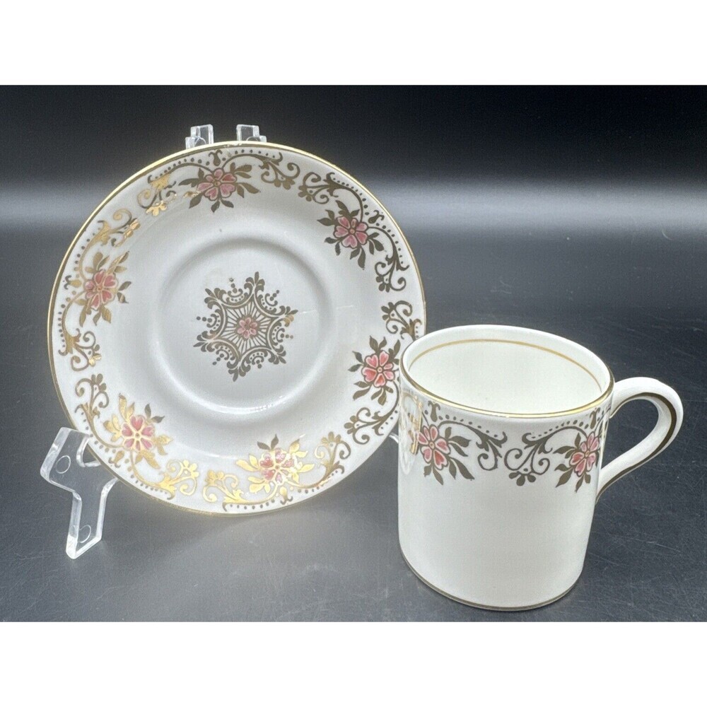 Paragon By Appointment Her Majesty Queen PINK Floral Gold Demitasse Cup & Saucer